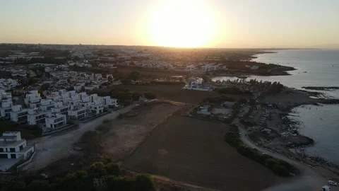 Protaras. Evening coast of Cyprus. Resort town in eastern Cyprus. Stock Footage 202022580