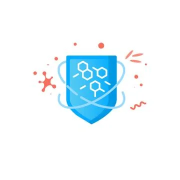 Protect the body from germs. Blue Shield health security. Stock Illustration