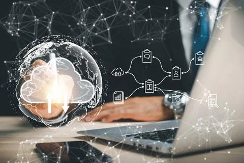 Protect business performance and explore the metaverse world map Stock Photos