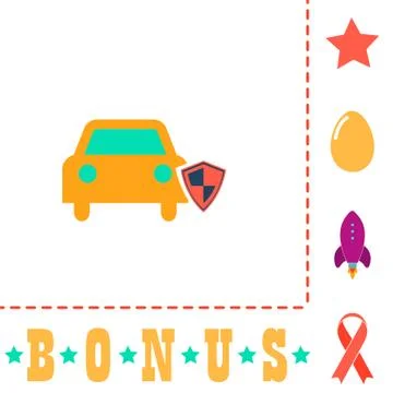 Protect car computer symbol Stock Illustration