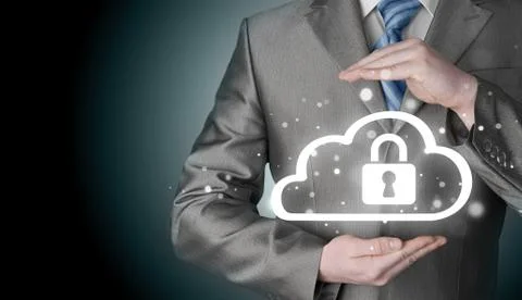 Protect cloud information data concept. Security and safety of cloud computing 스톡 일러스트
