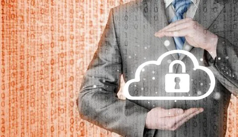 Protect cloud information data concept. Security and safety of cloud computing 스톡 일러스트