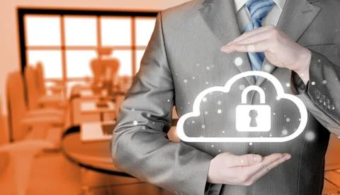 Protect cloud information data concept. Security and safety of cloud computing 스톡 일러스트