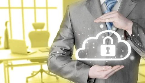 Protect cloud information data concept. Security and safety of cloud computing 스톡 일러스트