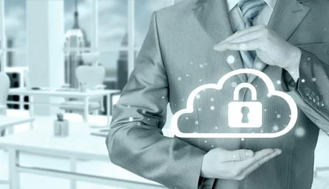 Protect cloud information data concept. Security and safety of cloud computing Stock Illustration