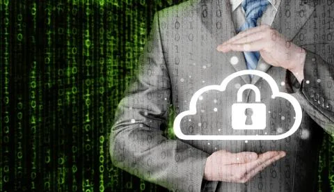 Protect cloud information data concept. Security and safety of cloud computing Stock Photos