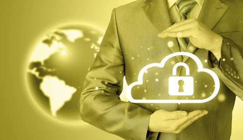 Protect cloud information data concept. Security and safety of cloud computing Stock Photos