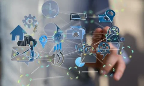 A Protect Cloud Information Data Concept. digital 3d Stock Photos