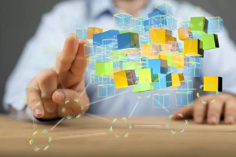 A Protect Cloud Information Data Concept. digital 3d Stock Photos