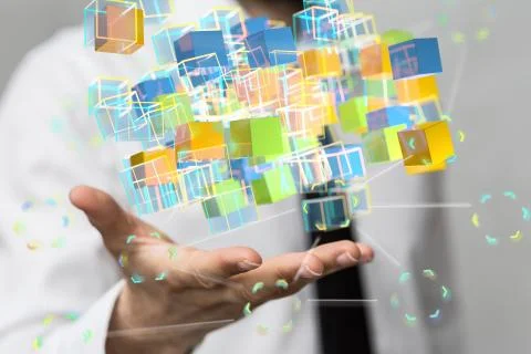 A Protect Cloud Information Data Concept. digital 3d 写真素材