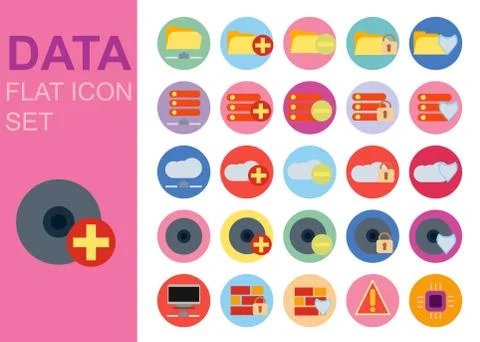 Protect data universal flat technology icons set vector illustration design.  Stock Illustration