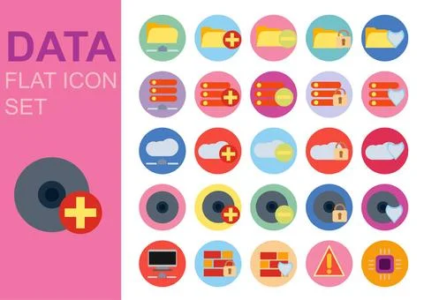  Protect data universal flat technology icons set vector illustration desi... Stock Photos