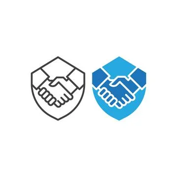 Protect deal, handshake shield. Vector icon template Stock Illustration