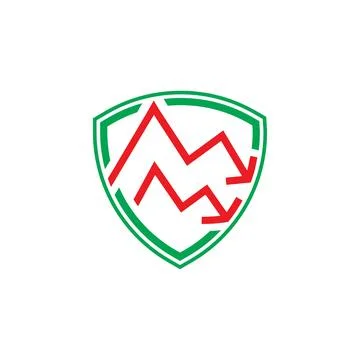 Protect falling down arrow graph, inflation, recession protection. Icon ill.. Illustrazione stock