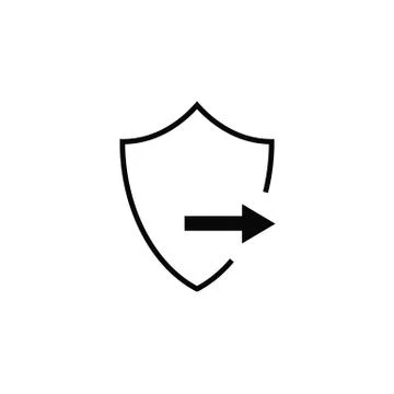 Protect guard shield arrow concept. Safety badge arrow icon. Privacy update b Stock Illustration