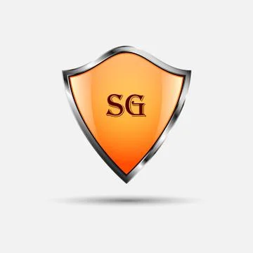 Protect orange shield on white background. Stock Illustration