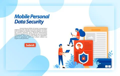 Protect personal data of mobile user to prevent hacking and misuse of cyber c 库存插图