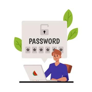 Protect personal information with password flat vector illustration isolated. Stockillustratie