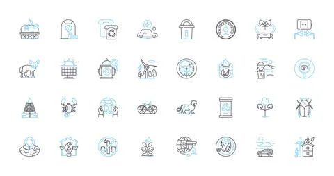 Protect the planet linear icons set. Sustainability, Conservation, Environment Ilustración de archivo