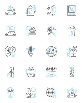 Protect the planet linear icons set. Sustainability, Conservation, Environment Ilustración de archivo