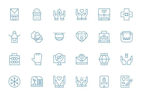 Protect Premium Vector Bundle with 24 256x256 Pixel Aligned Thin Line Icons Stock Illustration