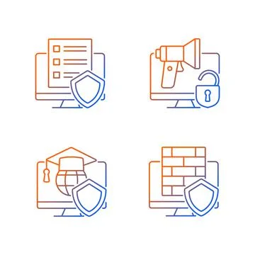 Protect private data gradient linear vector icons set イラスト素材