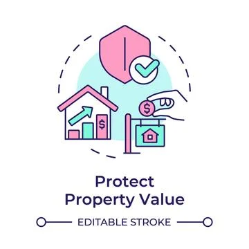 Protect property value multi color concept icon Stock Illustration