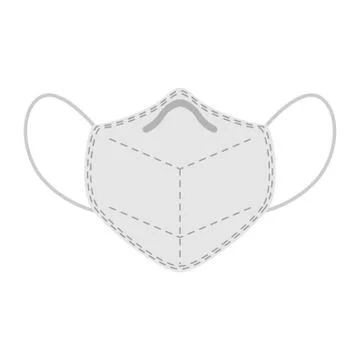 Protect reusable face mask in flat style. Gray respiratory mask isolated on w Stock Illustration