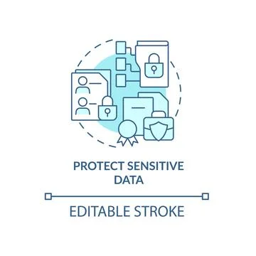 Protect sensitive data blue concept icon 스톡 일러스트