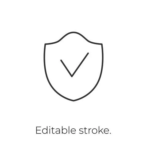 Protect shield icon. Editable stroke. Vector stock illustration isolated on Stock Illustration