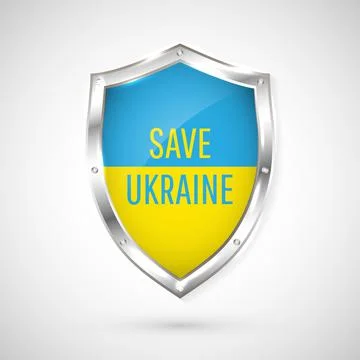 Protect shield Save Ukraine. No war in Ukraine. Pray for Ukraine peace. Vecto Stock Illustration