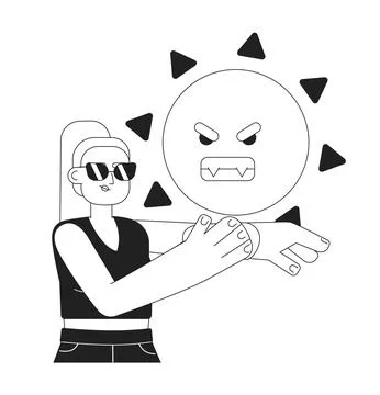 Protect from sun UV rays monochrome concept vector spot illustration Stock Illustration