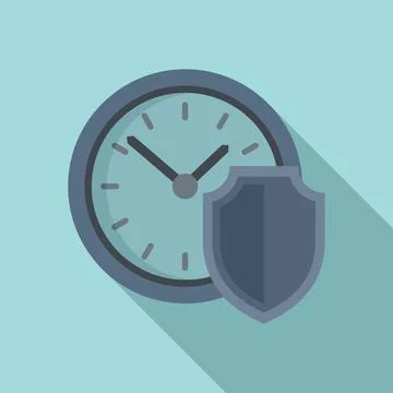 Protect time icon flat vector. Safe clock Stock Illustration