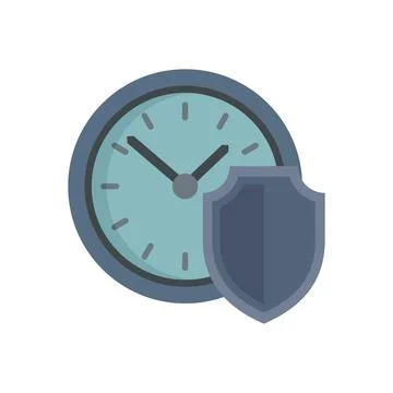 Protect time icon flat vector. Safe clock Stock Illustration