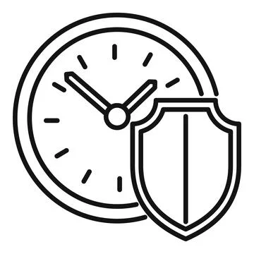 Protect time icon outline vector. Safe clock Stock Illustration