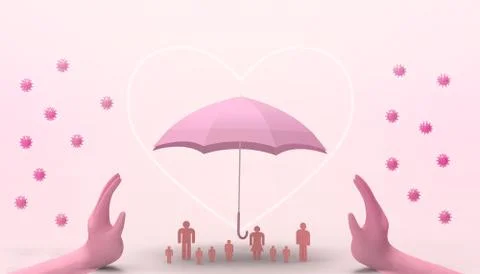 Protect Virus Pathogens and Concept Umbrellas and ideas are concerned Stock Illustration
