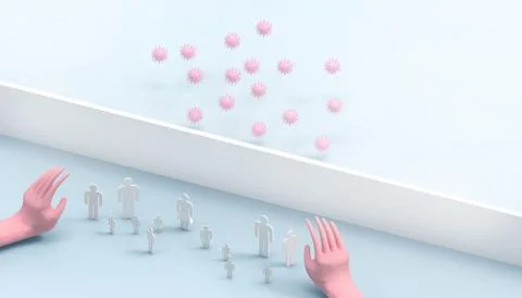 Protect Virus Pathogens and Security wall Concept idea of preventing pathogens Stock Illustration