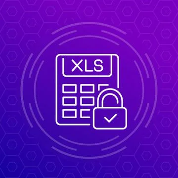 Protect xls document line vector icon Illustrazione stock