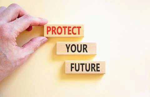 Protect your future words symbol. Concept words Protect your future on beau.. Stock Photos