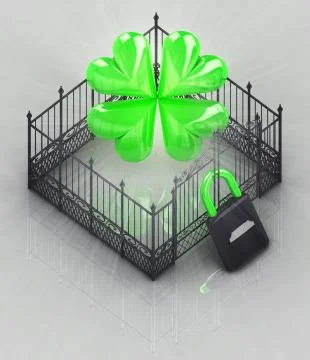 Protect your happines in padlock closed fence concept illustration Stock Illustration