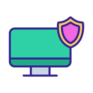 Protect your personal computer icon vector. Isolated contour symbol illustrat Stock Illustration