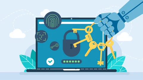 Protect your personal data on your laptop. Robot holds the keys in his hand Stock Footage 260698561