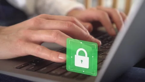 Protected access to the laptop device. Secured private online access to Stock Footage 243341209