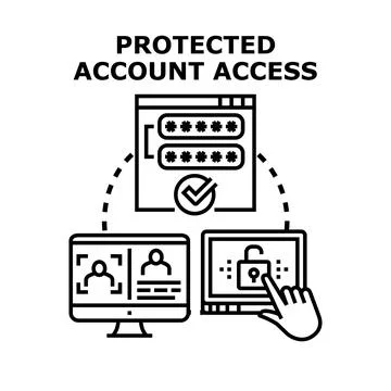 Protected account access with multi factor authentication process Stock Illustration