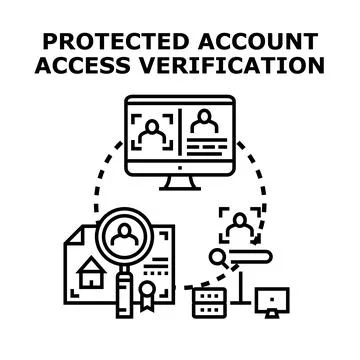 Protected account access verification process concept Stock Illustration