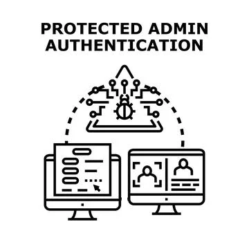 Protected admin authentication securing digital access system Stock Illustration