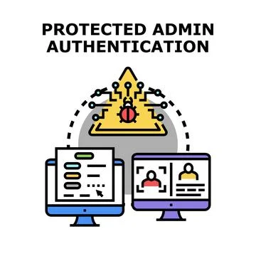 Protected admin authentication securing digital access system Stock Illustration