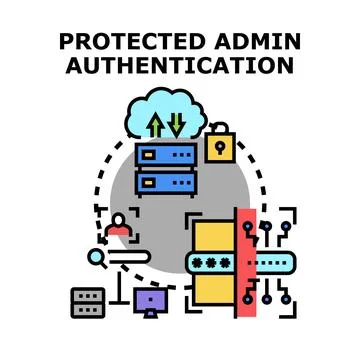 Protected admin authentication securing digital data access Stock Illustration