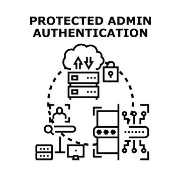 Protected admin authentication securing digital data access Stock Illustration