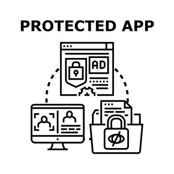 Protected application security and digital data privacy Stockillustratie